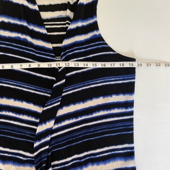 Chico’s XL/3 Travelers Blue/Black/White Striped Sleeveless Vest Cardigan - Picture 6 of 10